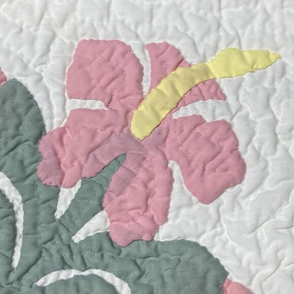 VTG Pillow Cover Embroidered Quilted Throw Accent Cottage Core Granny Farmhouse - Picture 6 of 9